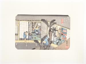 歌川広重　東海道五十三次　「赤阪」　手摺浮世絵版画